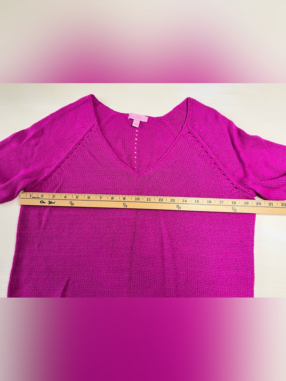 Vintage Lilly Pulitzer Fuchsia V-Neck Sweater - Picture 5 of 7